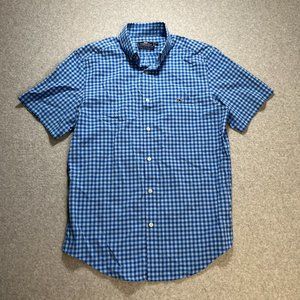 Vineyard Vines Shirt Mens Medium Blue Performance Classic Tucker Short Sleeve